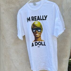 White Short Sleeve Tee with Bold Graphic Design